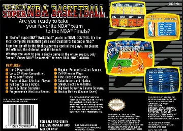 Tecmo Super NBA Basketball (USA) (Beta) box cover back